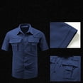thumbnail image 3 of Men's Short Sleeve Tactical Button Down Shirt Quick-Dry Utility Pocket Work Shirt, 3 of 7