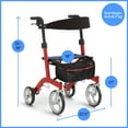 thumbnail image 6 of Medline Rolling Walker, Rollator with Seat and Wheels, Lightweight, Red, 300-lb Capacity, Aluminum, 6 of 6