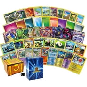 200 Assorted Pokemon Cards - 3 GX Ultra Rares, 4 Rare Cards, 3 Holographics, 90 Common/Uncommons, and 100 Energy Cards - Includes Golden Groundhog Treasure Chest Storage Box