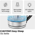 thumbnail image 2 of Chefman 1.8L Glass Electric Kettle, Fast Boiling W/ LED Light, Auto Shutoff, Removable Tea Infuser - Stainless Steel, 2 of 10