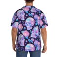 thumbnail image 6 of Picia crystal Skull flower Men's Linen Shirts Short Sleeve Cuban Beach Shirts Casual Shirts Button Down Shirt for Men Beach Summer Wedding Shirt-3X-Large, 6 of 7