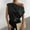 Black, variant on Pink Basic Blouses for Women Dressy Casual Sexy 2024 Trendy Summer Short Sleeve Skew Collar Solid Casaul Tops T-shirt
