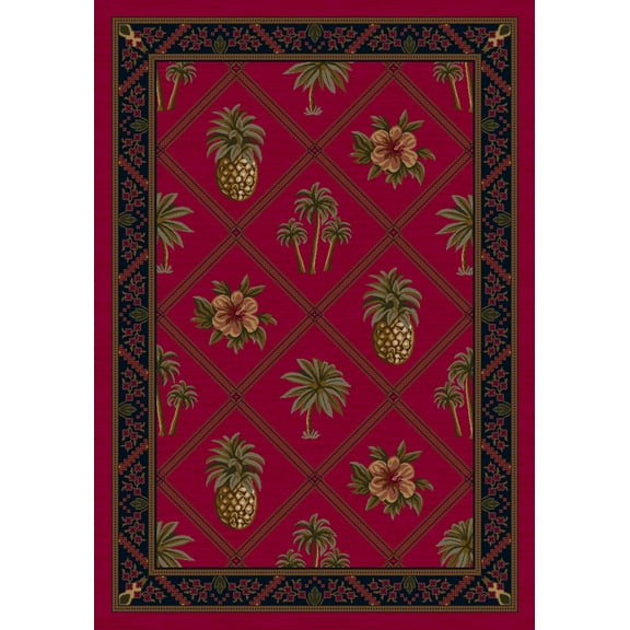 Milliken Signature Area Rug BRISTOL BAY RUBY Bristol Bay Ruby Vibrant Pinapples 2' 1" x 7' 8" Runner