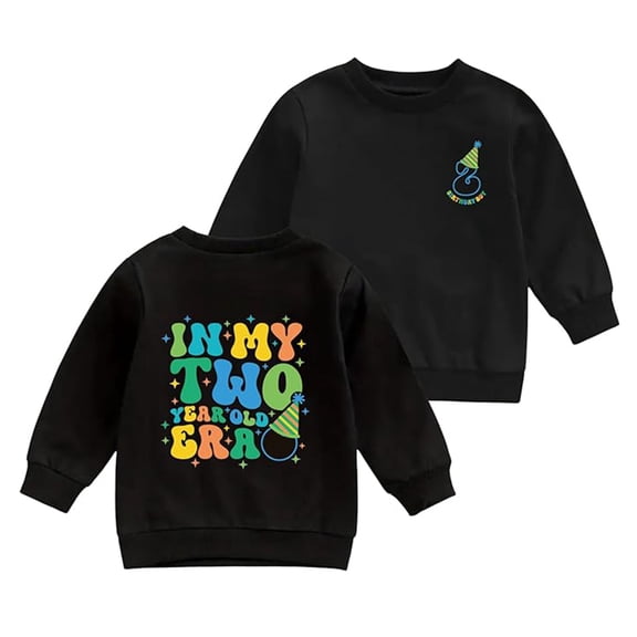 Tisuna Toddler Birthday Sweatshirts Girls Relaxed Fit Letter Print Sweatshirt Little Girls Streetwear Long Sleeve Hoodless Size 2-3 Years