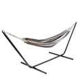 thumbnail image 3 of Northlight Striped Cotton Two Person Double Brazilian Hammock - 73" x 58.5" - Black and Brown, 3 of 8