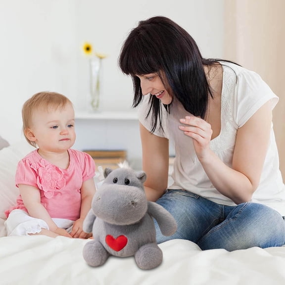 Lo-ve Hippo Pl-ush Toy | Hippo Stuffed Animals | | Cute Plushies Bedroom or Playroom | 9.84 inches Stuffed Animals for Girls & Boys | Hippo Stuffed Animal Toys by zhonghuaying(Grey)