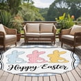 thumbnail image 4 of Large Round Rug 8Ft Washable Non-Slip, Happy Easter Circle Area Rugs for Living Room Bedroom, Cute Lovely Colorful Rabbits Silhouette Blue Plaid Indoor Floor Mats Carpet Runner for Home Decor, 4 of 8