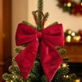 thumbnail image 7 of Red Christmas Bows Outdoor Decorations, Large Christmas Tree Topper Bow, Pre-Tied Velvet Fabric Wreath Bow Hanging Ribbon Bow for Xmas Home Front Door Party Holiday Decor, 7 of 7