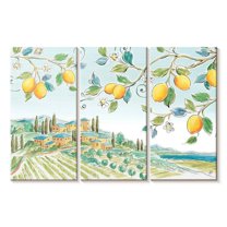 Elephant Stock Mediterranean Breeze I Wall Art - Horizontal Multi Panel Canvas - Living Room Wall Decor - Floral And Botanical Multi Panel - Beige And Gray Decor By Daphne Brissonnet - 65" x 42"