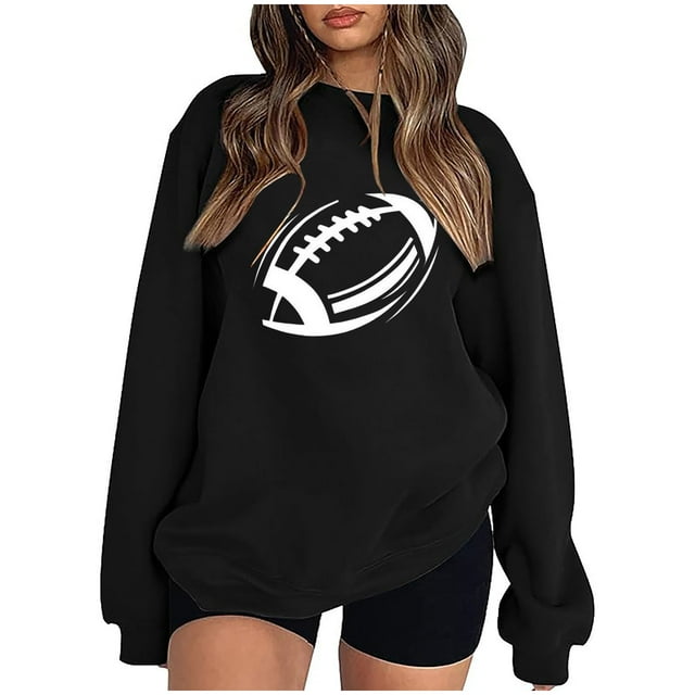 EQWLJWE Chandail en Molleton de Football pour Femmes Décontracté Imprimé Léopard Col Rond Chandail en Molleton Ample Doux Manches Longues Chandail Tops Chemises Halloween pour Femmes