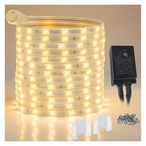 960LEDs, 50ft Warm White 16-Mode Flat LED Outside Strip Lights, SMD 2835, Waterproof Permanent Heavy Duty Outdoor Exterior Accent Lighting, ETL Certified, Connectable Flexible Clear PVC Shell