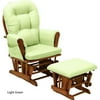 Stork Craft Custom Hoop Glider & Ottoman-Color:Green Chenille Cushions,Finish:Cognac Finish