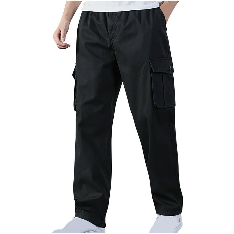 Xysaqa Mens Winter Warm Fleece Lined Cargo Pants, Men Jogger