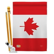 Breeze Decor BD-CY-HS-108277-IP-BO-D-US15-BD 28 x 40 in. Canada Country Flags of the World Nationality Impressions Decorative Vertical Double Sided House Flag Set with Pole Bracket & Hardware