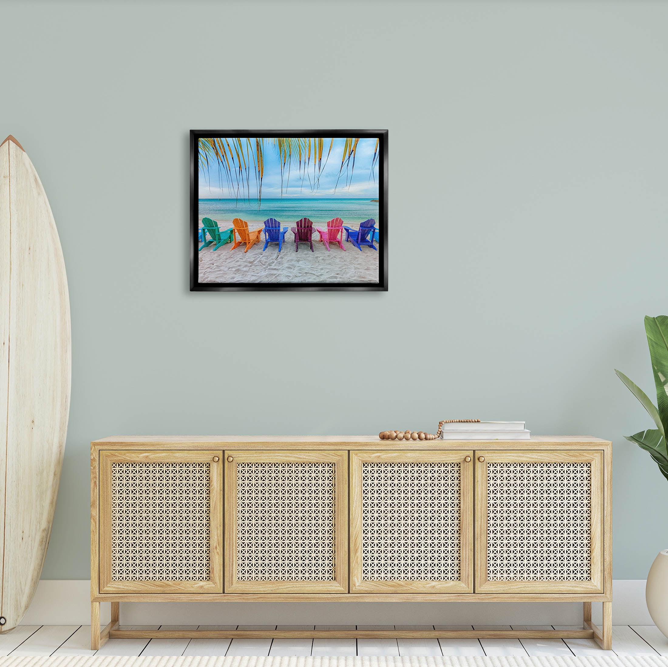 Stupell Industries Picturesque Tropical Summer Beach Photograph Jet Black Floating Framed Canvas Print Wall Art, Design by Mary Lou Photography