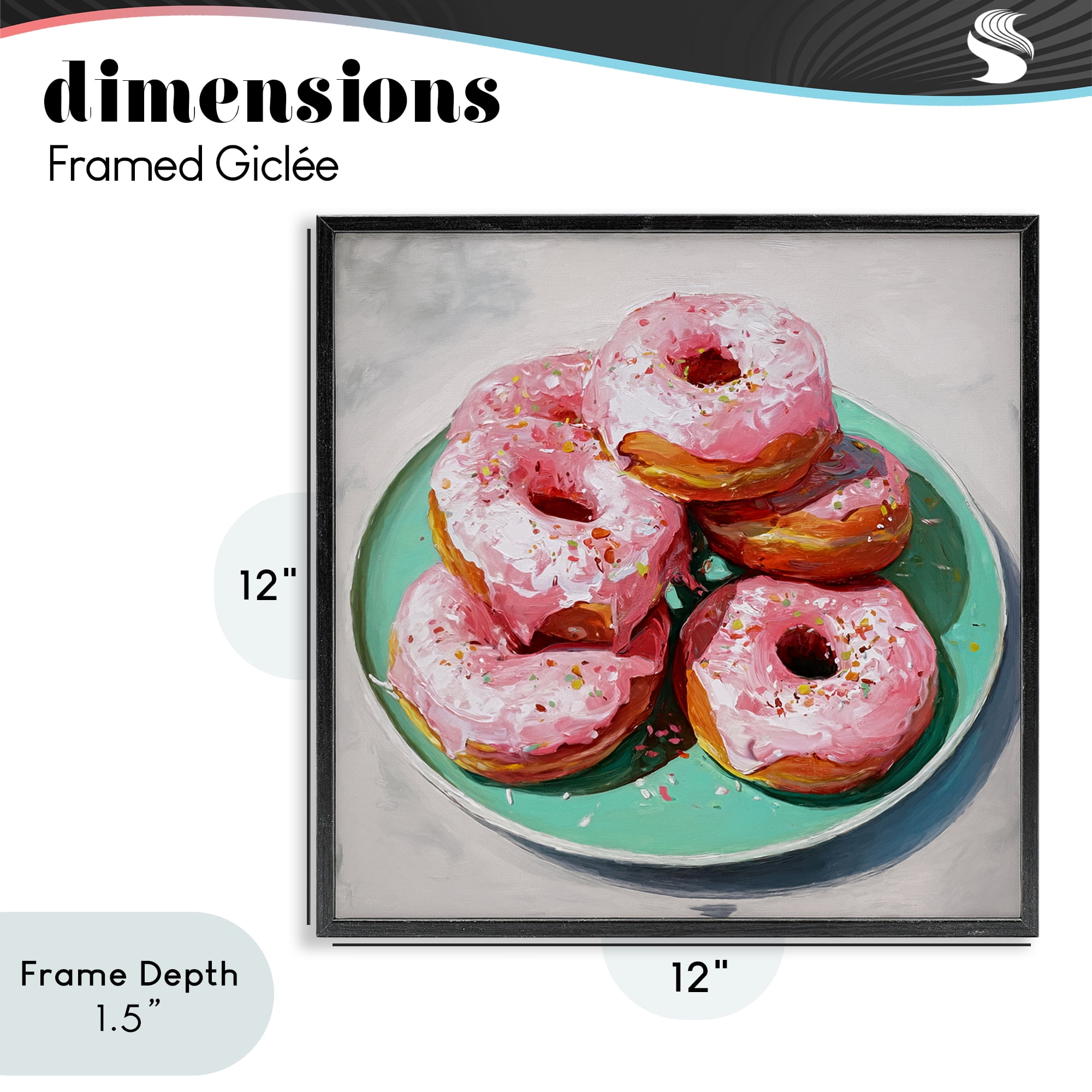 Stupell Industries Pink Frosted Donuts Black Framed Giclee Art, design by Tina LeCour