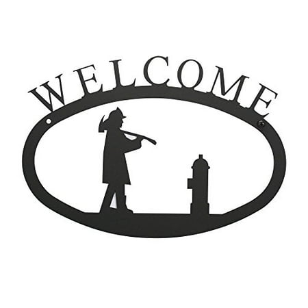 Village Wrought Iron WEL-15-S Small Welcome Sign-Plaque - Fireman