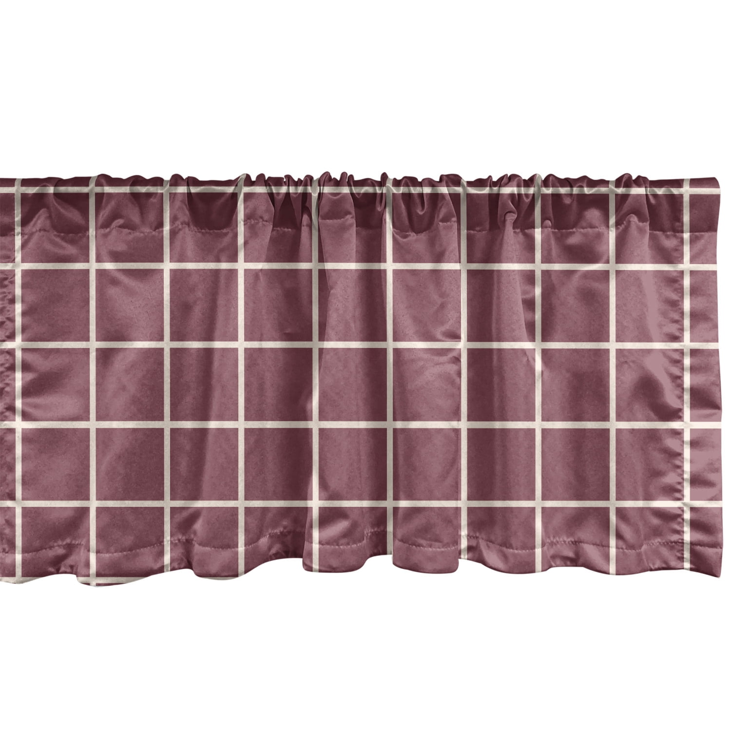 Grid Window Valance Pack of 2, Rhythmic Simplistic Mesh Motif Bicolored Crisscross Illustration