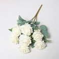 thumbnail image 4 of Decoración Del Hogar Ramo de 7 rosas artificiales realistas con tallos para centros de mesa de boda y decoración del hogar (blanco, 1 pieza) Rkxzt, 4 of 9