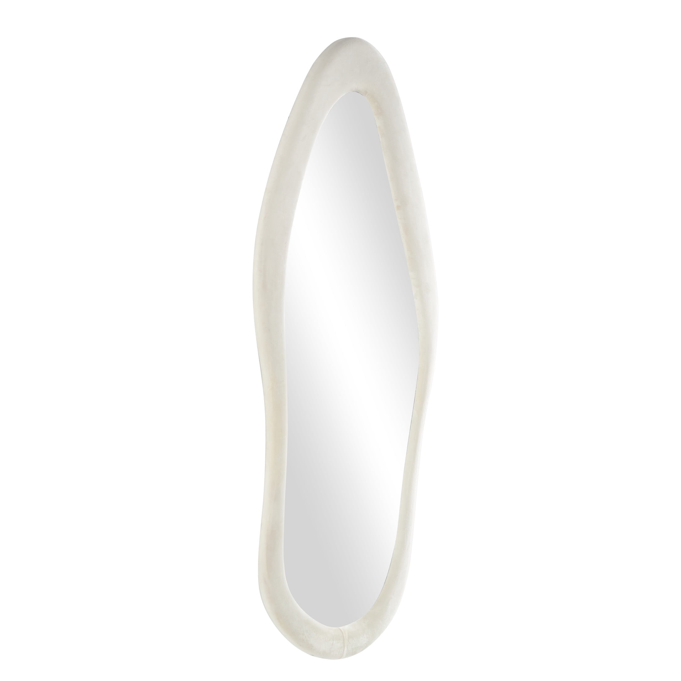 DecMode 26" x 65" White Wavy Abstract Wall Mirror