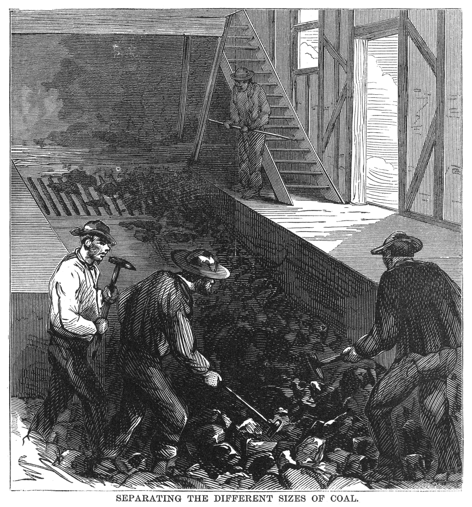 Penn. Coal Mine 1869. Nbreaking Up Large Lumps Of Anthracite Coal With Hammers At The Honey