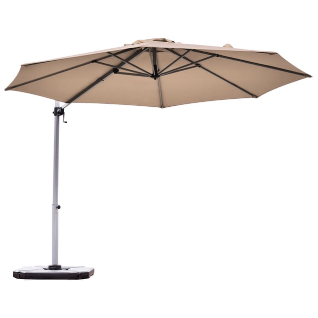 Patiojoy 11' Market Umbrella Outdoor Patio Square Offset w/ Base Tan