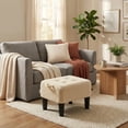 thumbnail image 2 of LEDREM Small Ottoman Foot Stool with Thick Cushion, Footrest with Sturdy Angled Legs for Living Room, Bedroom, Entryway, Sand and Black, 2 of 7