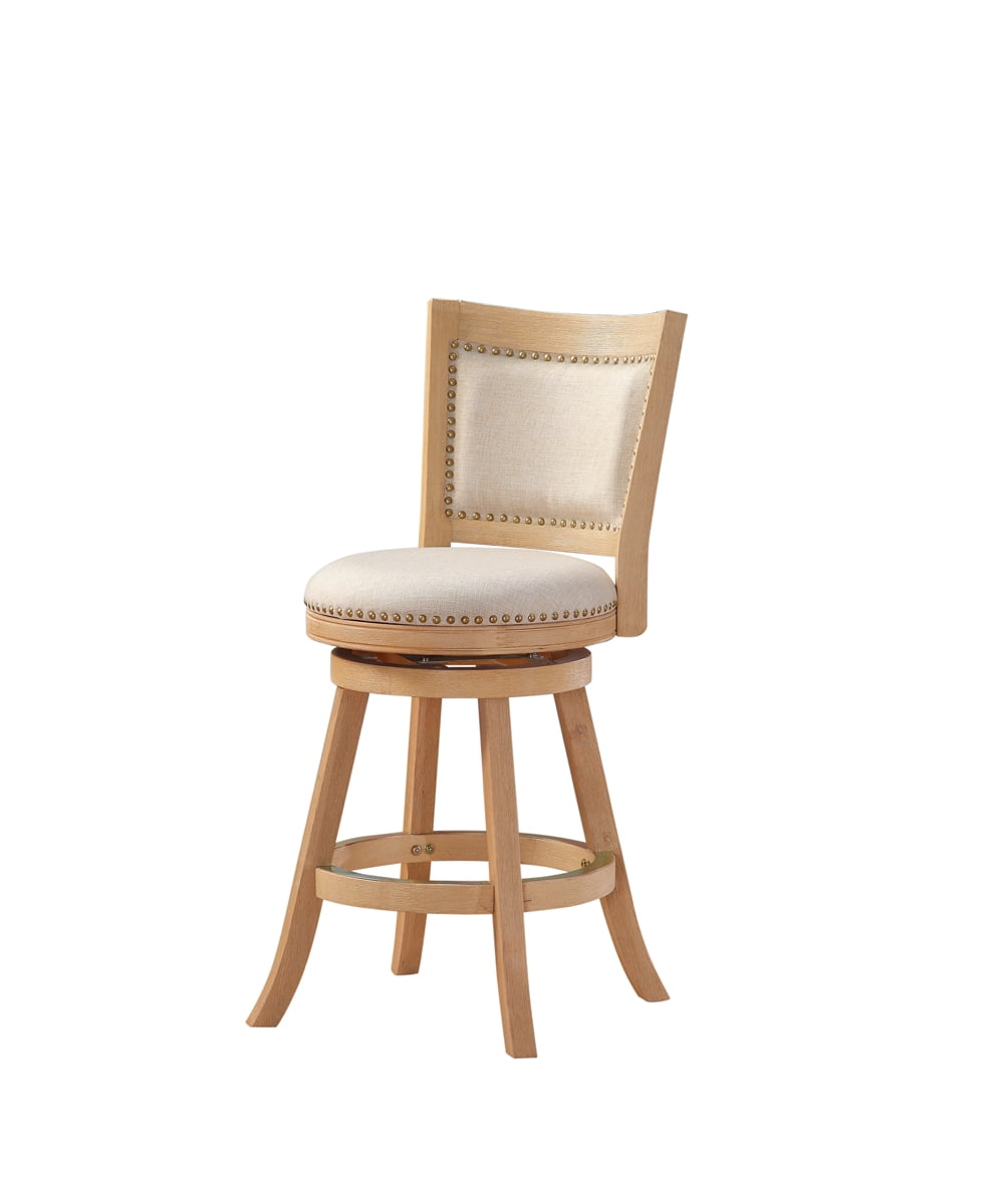 Boraam Melrose Counter Height Swivel Wood Kitchen Bar Stool - Creme Wire-Brush Finish