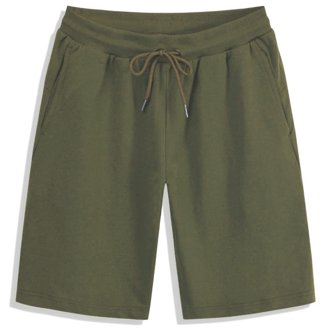 STICKON Men's Athletic Shorts With Zipper Pockets - Elastic Waist Casual Summer Shorts, Army Green, Medium