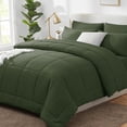 thumbnail image 1 of Juego de edredón CozyLux de color verde oliva, tamaño queen, 7 piezas, 1 of 6