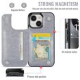 thumbnail image 2 of Funda tipo cartera Wefor para iPhone 15 (15,5 cm) de piel sintética gris, 2 of 7