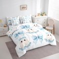 thumbnail image 3 of Feelyou Halloween Cute Ghost Bedding Comforter Set 7-Piece, Light Blue King Bedding Sets, Princess Style Bed Sheets, Lightweight Room Decorative, 3 of 7