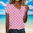 thumbnail image 4 of Uaswgudfs ​Elegant Polka Dot Women's Blouses for Summer​ - V-Neck Short Sleeve with Button Accents & Lightweight Fabric, 4 of 7