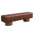 thumbnail image 2 of Christopher Knight Home Modern Mid-Century 64" PU Tufted Ottoman Bench, Faux Wood Legs, Brown, 2 of 7