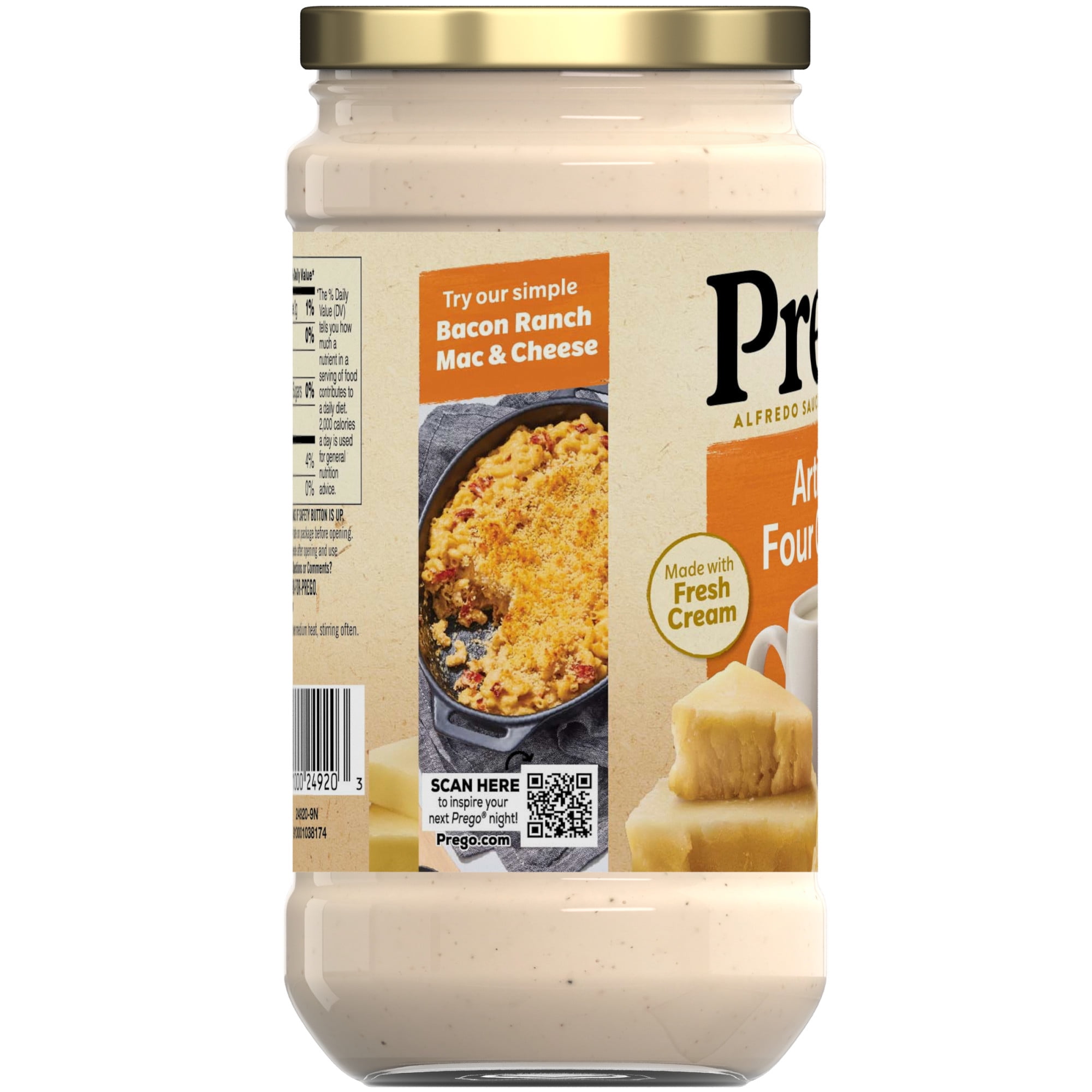 (2 pack) Prego Artisan Four Cheese Alfredo Pasta Sauce, 14.5 oz Jar
