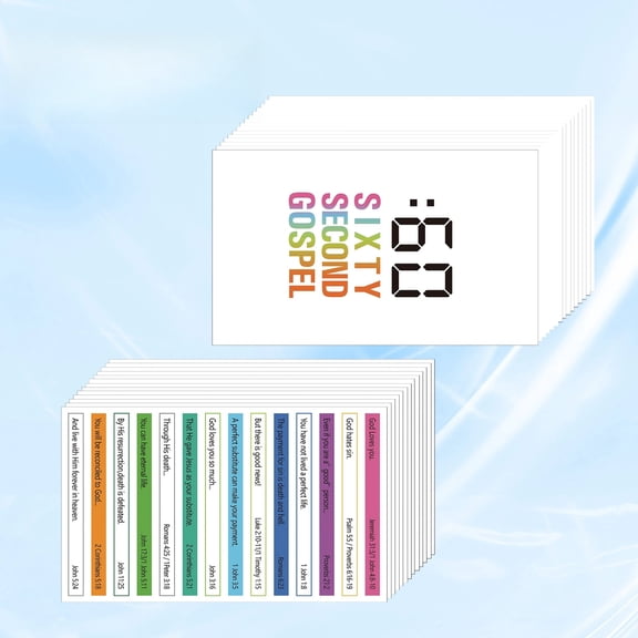 Sixty Second Gospel Scripture Cards 50-Pack, Inspirational Quick-Share Bible Verse Cards for Encouragement, Church Ministry, Outreach, Gift Bags, Welcome Kits & Daily Reflection