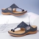 thumbnail image 5 of Zapatillas de cuña informales de tacón medio con flores y punta redonda de verano de talla grande para mujer Wmkox8yii  ytu3626, 5 of 6