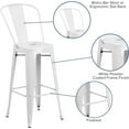 thumbnail image 4 of Commercial Grade 30" H White Metal Indoor-Outdoor Barstool with Back, 4 of 9