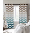 thumbnail image 3 of Cyan Brown Gradient Blackout Curtains for Bedroom Living Room, Water Ripple 96 In Long Thermal Insulated Room Darkening Drapes Grommet Window Treatments, 52 x 96 In, 3 of 9