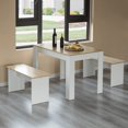 thumbnail image 2 of White Modern Wooden Dining Table with Two Benches, Three Piece Set, Writing Desk, 2 of 7