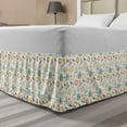 thumbnail image 1 of Bird Bed Skirt, Enjoy the Sea Life Lettering Steering Wheel Seagulls Maritime Sea Shells, Elastic Bedskirt Dust Ruffle Wrap Around for Bedding Decor, 4 Sizes, Pale Teal and Dark Peach, by Ambesonne, 1 of 2