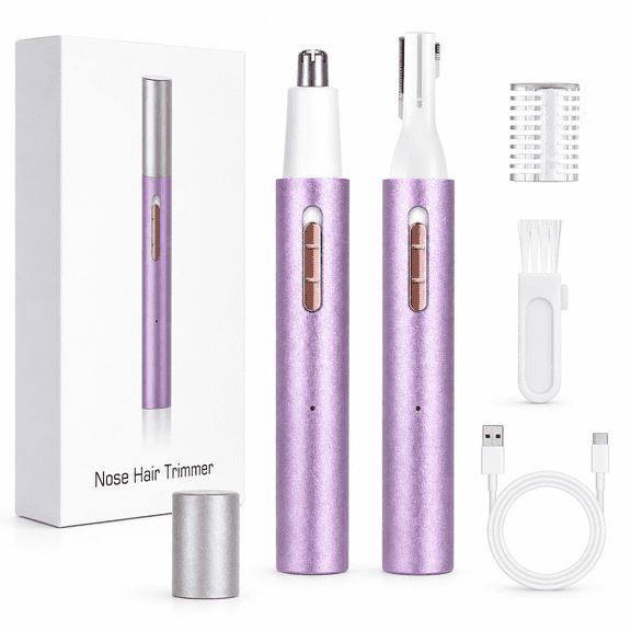 Nose and Ear Hair Trimmer for Women Men, LAVERNER 2026 Rechargeable Painless Facial and Eyebrow Hair Remover, IPX7 Waterproof, Pink