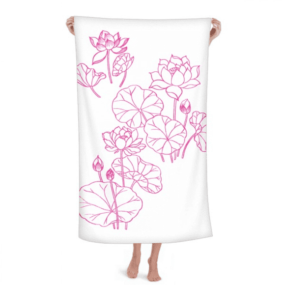 Serviette à Main Fleur de Lotus Serviette de Bain Débarbouillette Douce en Coton
