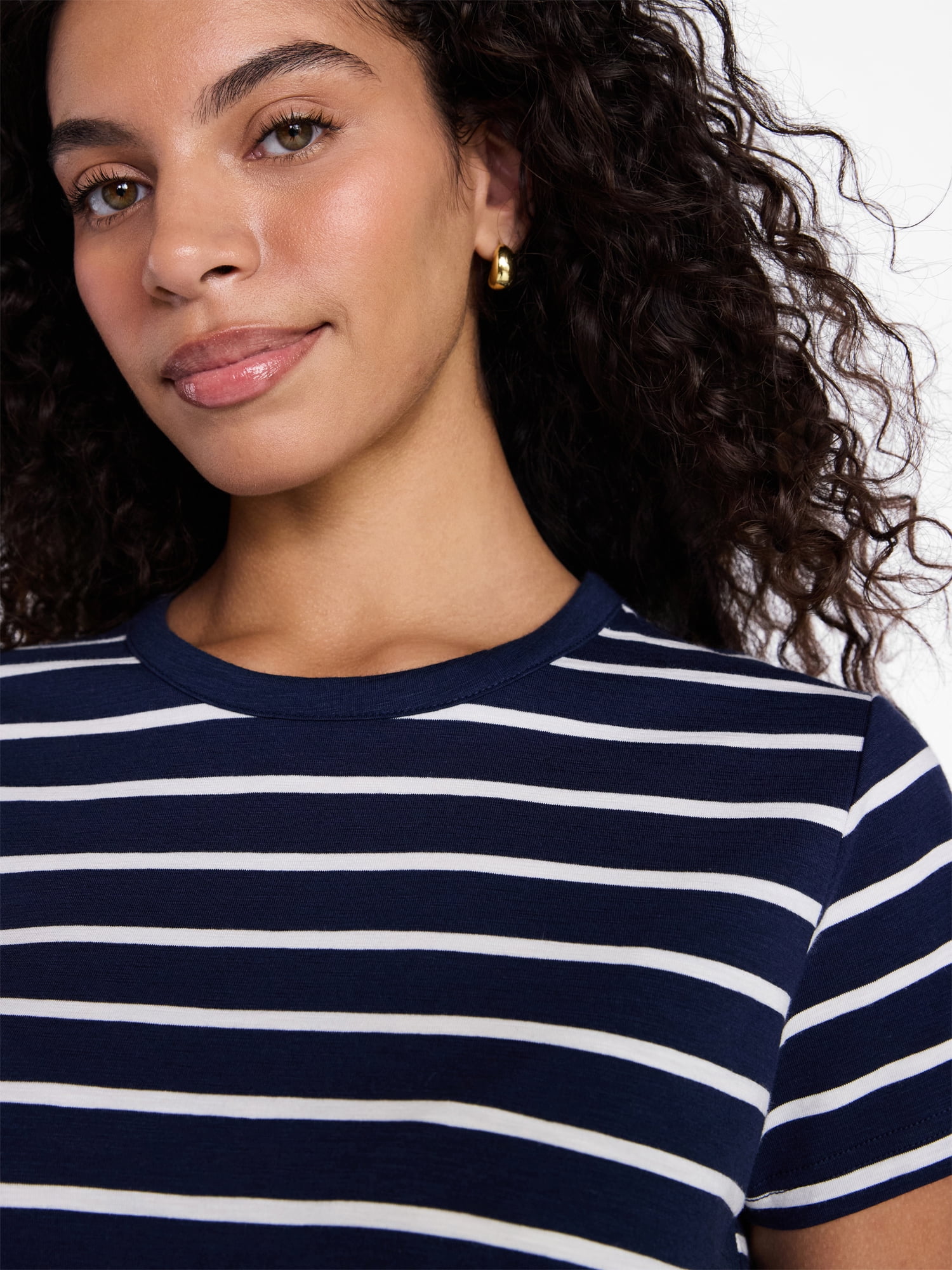 Time and Tru Women's Slub Crewneck Tee with Short Sleeves, Sizes XS-XXXL