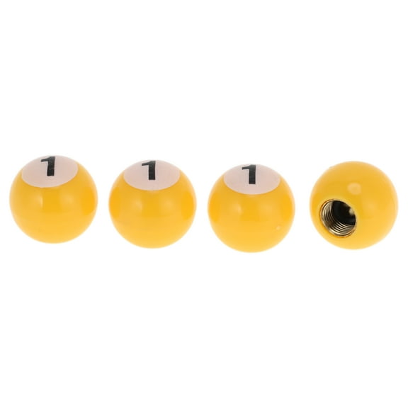 Tire Valve Stem Caps Decorative Yellow Billiard Shape Tyre Valve Dust Covers 7x19mm Plastic Copper 4 Pcs