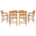 thumbnail image 5 of 7 Piece Teak Wood Castle 63" Rectangular Outdoor Patio Bistro Bar Set including 6 Barstools with Arms, 5 of 5