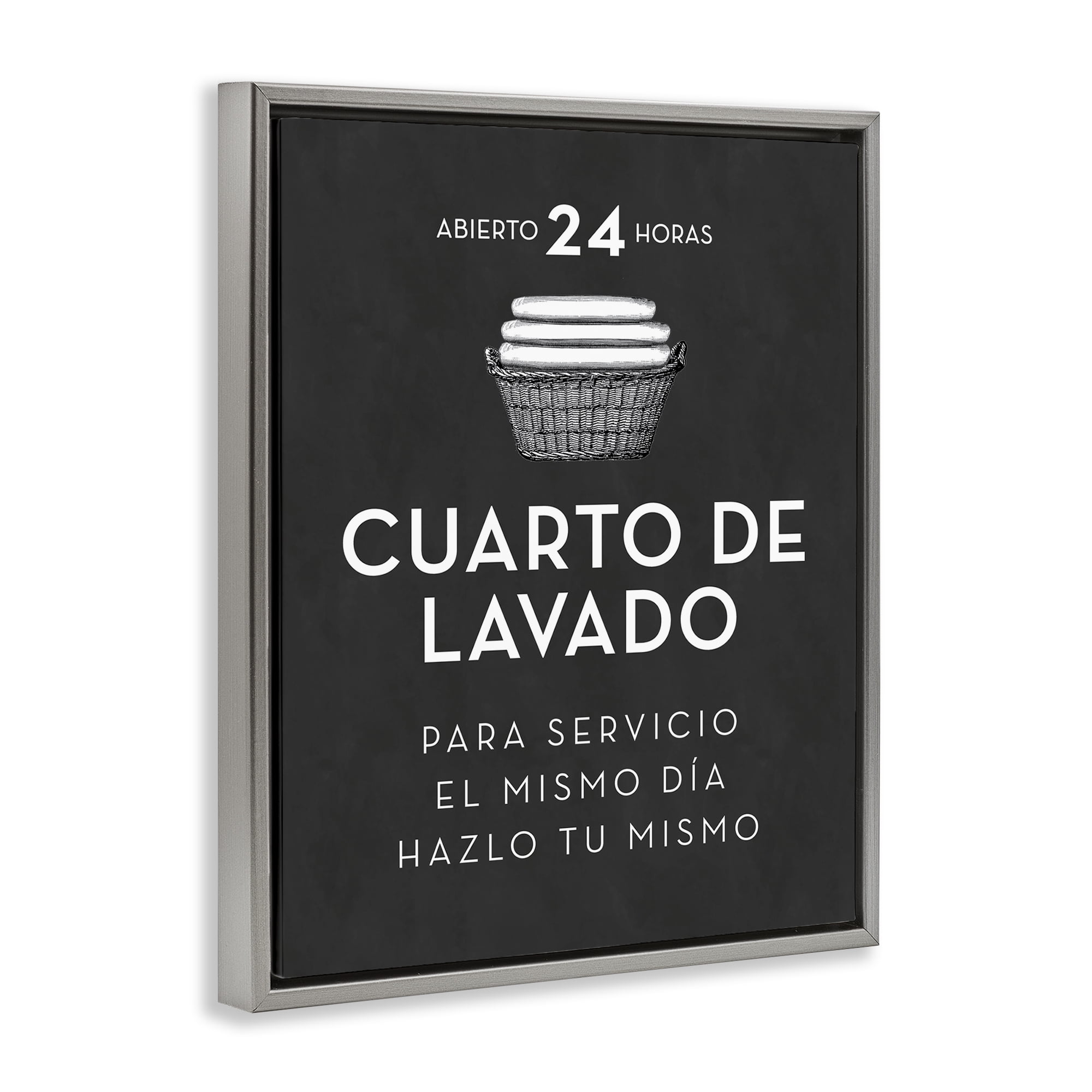 Stupell Industries Publicidad Día de Lavandería, Negro Bath & Laundry Painting Gray Floater Framed Art Print Wall Art, 17 x 21