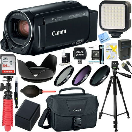 Canon VIXIA HF R80 Full HD CMOS 57x Zoom Built-in Wi-Fi Black Camcorder + 64GB SDXC Memory Card & Deluxe Accessory