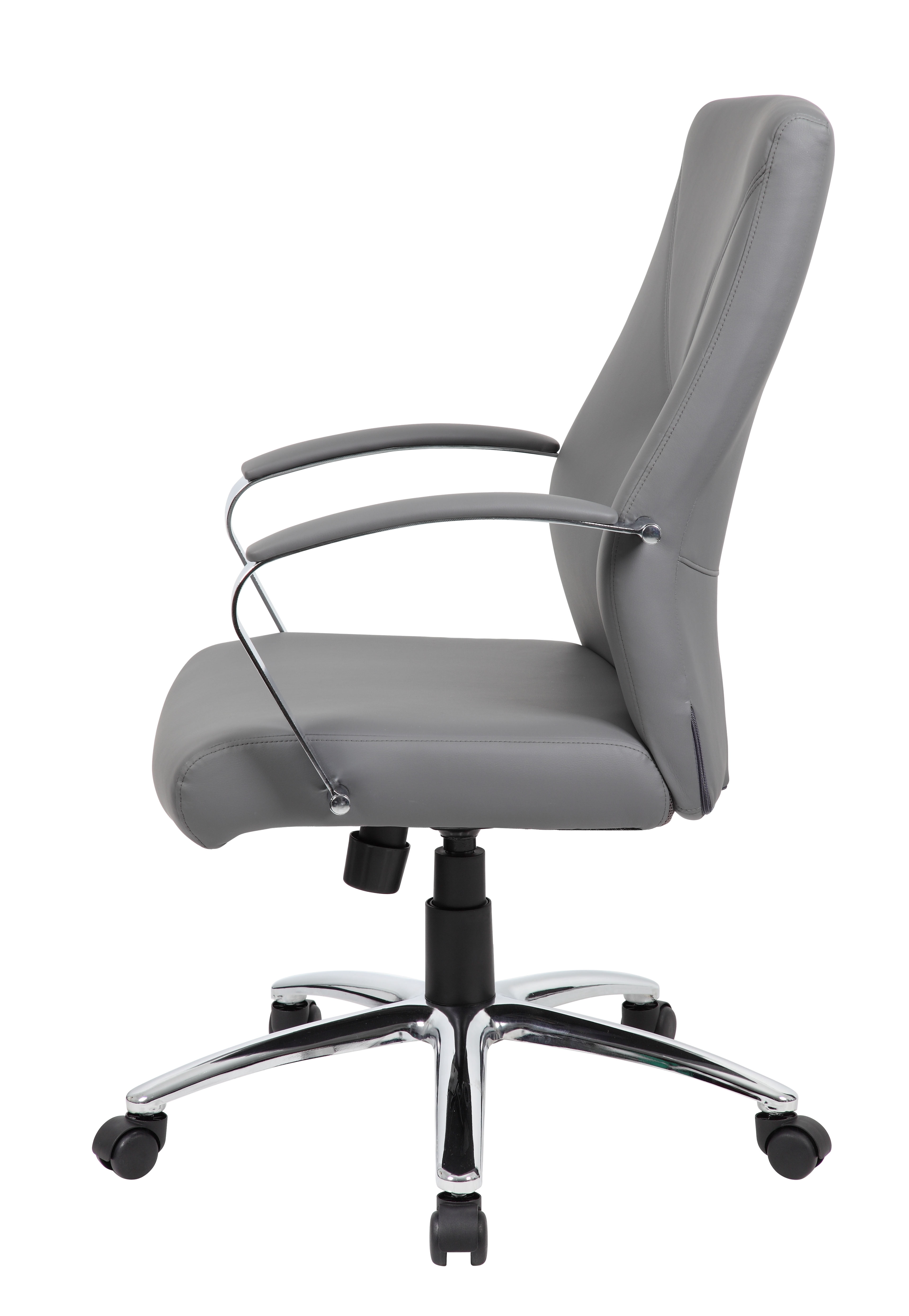 Boss Office Products LeatherPlus Home Office Adjustable Executive Chair with Casters, Grey