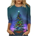 thumbnail image 2 of Holiday Gifts! Titcea Christmas Shirts for Women 3/4 Sleeve Crewneck Glitter Xmas Tree Print Pullover Christmas Sweaters 2024 Fashion Casual Tops, 2 of 4